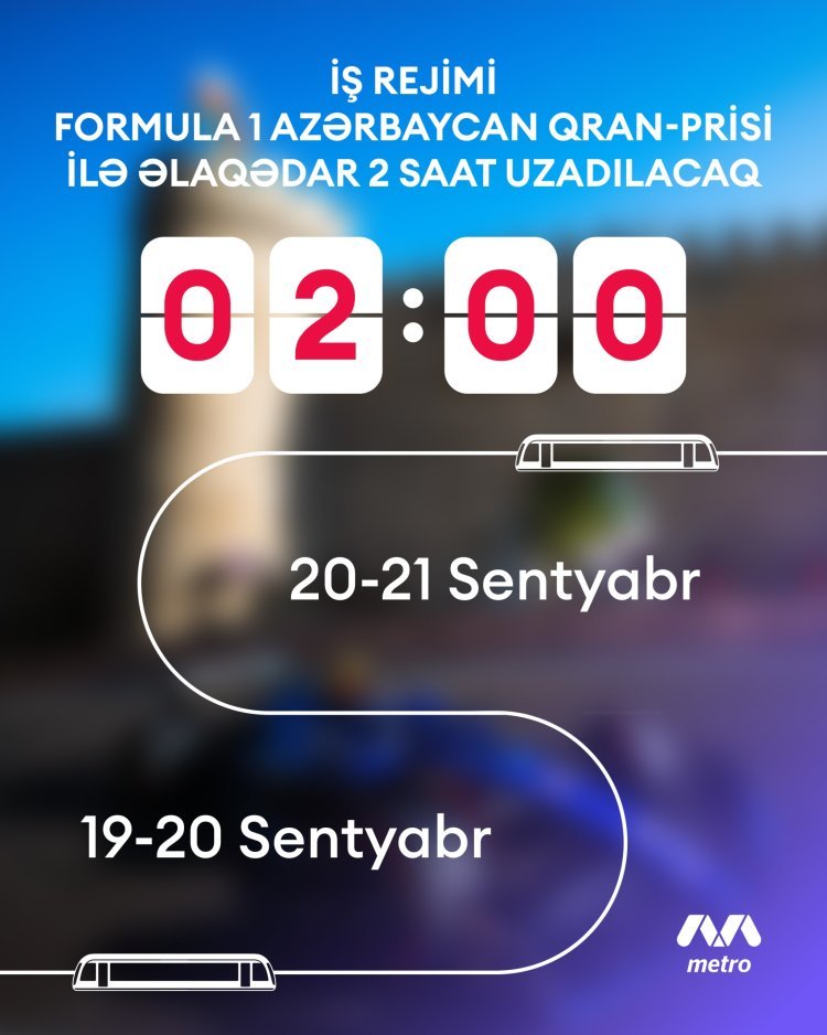 "Formula 1" ilə əlaqədar Metropolitenin iş rejimi dəyişdirildi