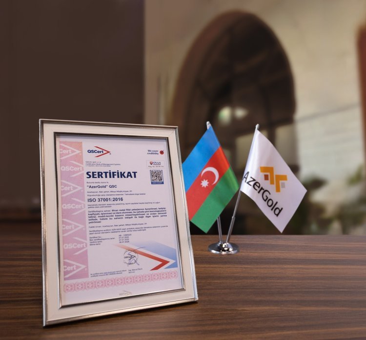 “AzerGold” QSC beynəlxalq standart üzrə daha bir sertifikat əldə edib