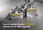 Fevralda Bakıda ümumilikdə 9 124,9 kvadrat metr sahədə cari təmir işləri həyata keçirilib - AAYDA