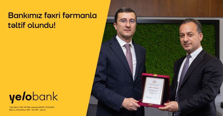 Yelo Bank Azərbaycan Sahibkarlar Konfederasiyasının fəxri fərmanına layiq görülüb
